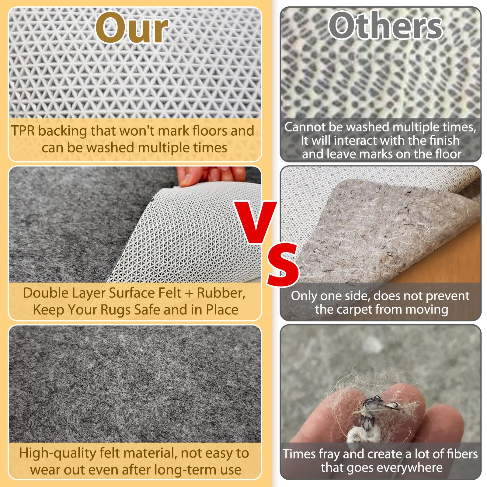 pdpdoc 8 Ft Round Rug Pad, Waterproof & Non Slip Rug Pads Felt + Rubber Backing, Under Rug Carpet Non Slip Pad for Hardwood Floors, Keep Your Rugs Safe and in Place (Round 8 Ft)