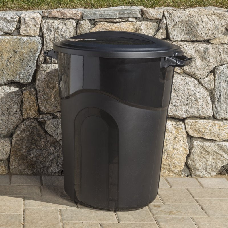 32 Gallon Plastic Trash Can with Click Lock Lid - 2 Pack