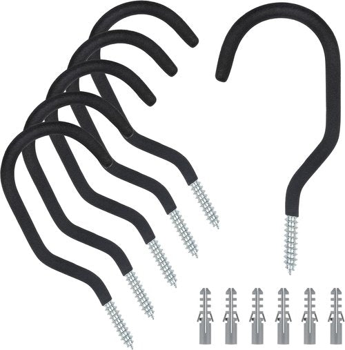 KURUI Heavy-Duty Bicycle Hangers - 6 Pack Wall Mount Hooks for Garage Storage | No Drill Design