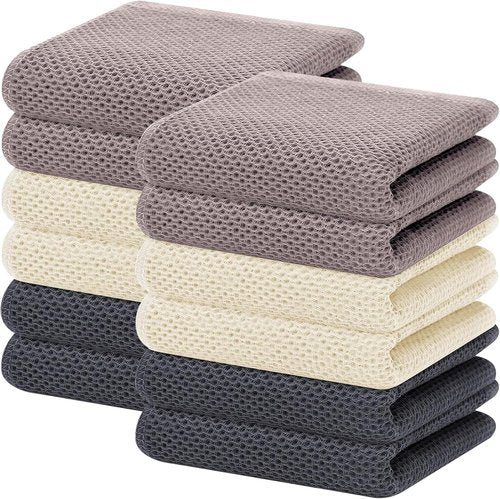 Homaxy 100% Cotton Waffle Weave Kitchen Dish Towels - Ultra Soft & Absorbent, 12-Pack, 13 x 28 Inches