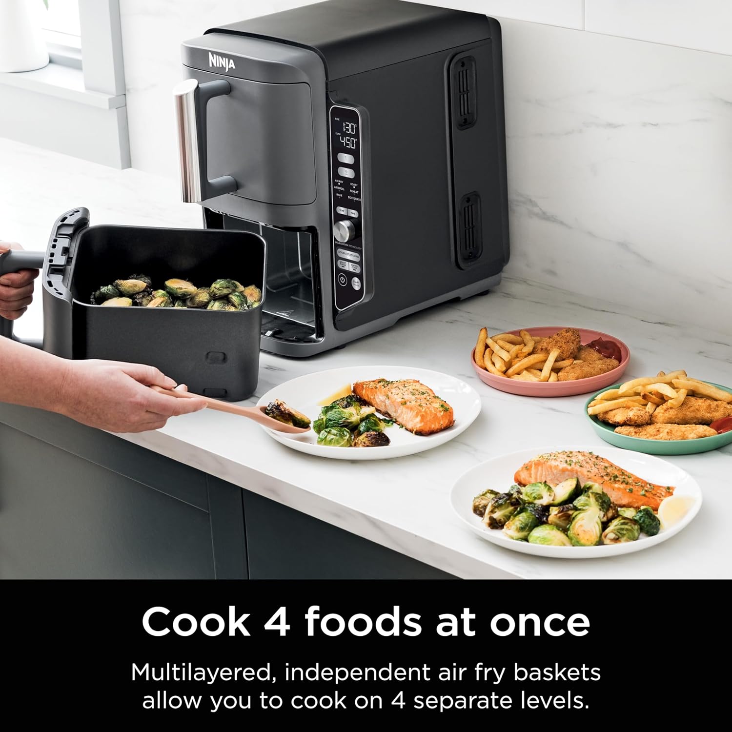 Ninja DoubleStack XL Air Fryer - 10 QT Smart Cook System with DoubleStack Technology | 6-in-1, Easy Clean, Grey