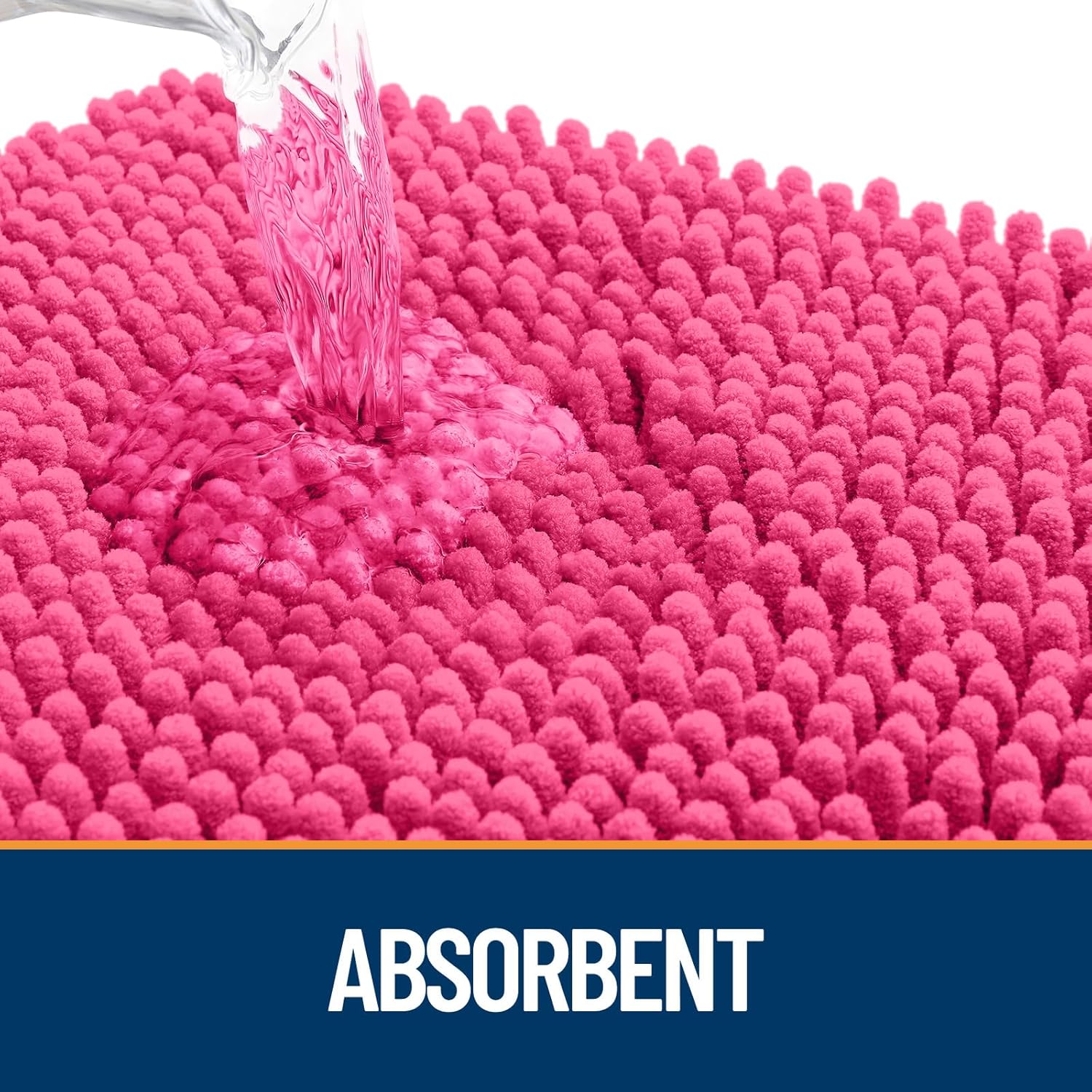 OLANLY Dog Door Mat - Absorbent Non-Slip Mud Mat for Dogs | Quick Dry Chenille, 30x17, Hot Pink