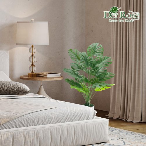 Der Rose 28" Fake Plants Large Artificial Monstera Faux Potted Plants Indoor Tall Tree for Living Room Decor