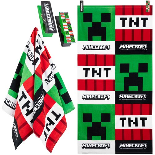 Minecraft Beach Towel for Kids Teens 2 Clothes Pins Creeper 100% Cotton Pool Towels TNT Bath Towel Beach Accessories Holiday Essentials 55x27 inch