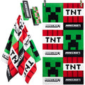 Minecraft Beach Towel for Kids Teens 2 Clothes Pins Creeper 100% Cotton Pool Towels TNT Bath Towel Beach Accessories Holiday Essentials 55x27 inch