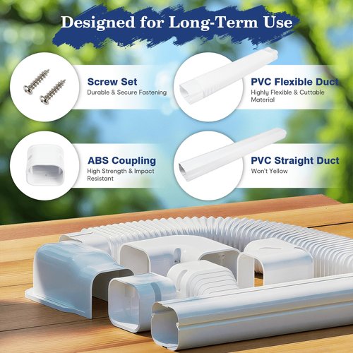 LyPrem 10Ft Mini Split Line Set Cover 3" PVC Line Cover Kit for Mini Split and Central Air Conditioner & Heat Pump(White)
