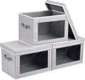 Homsorout Storage Cubes - 3-Pack Fabric Bins with Lids & Windows | Decorative Grey & White Storage Solutions