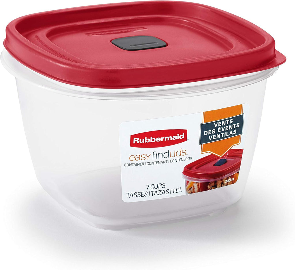 Rubbermaid Easy Find Food Storage Containers - 7-Cup Size with Vented Lid - Red Color