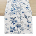 Rotumaty Blue and White Floral Table Runner - Monochrome Sketch Flowers Chinoiserie Peony Daisy Decor Summer Spring Seasonal Home Decorations for Kitchen Dining Table Party Ornaments 13 × 72 Inch