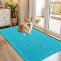 OLANLY Dog Door Mat - Absorbent Non-Slip Washable Doormat for Muddy Paws | 54x32 Aqua Blue