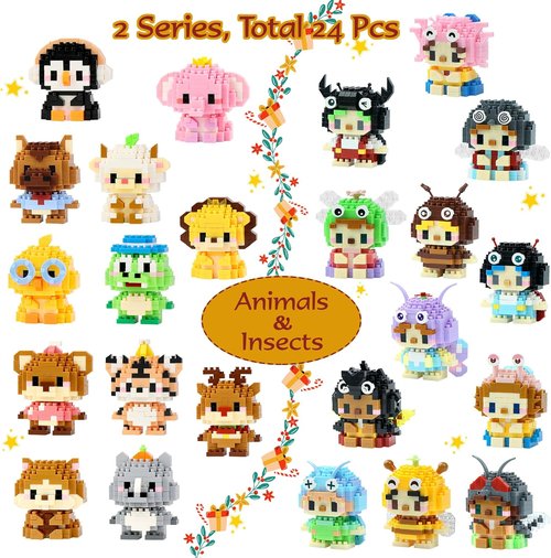 Mini Building Block Sets - 24 Animal Pack | Perfect Easter Egg Fillers & Party Favors for Kids Ages 6+