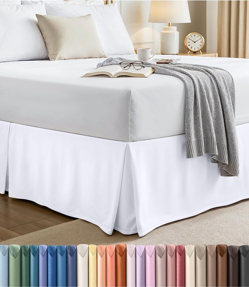 Utopia Bedding Full Bed Skirt - Soft Quadruple Pleated Ruffle - Easy Fit with 16 Inch Tailored Drop - Hotel Quality, Shrinkage and Fade Resistant (Full, White)