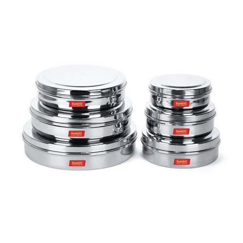 Sumeet Stainless Steel Containers Set- 300ML,480ML, 600ML, 700ML,900ML, 1200ML, 6 Pieces