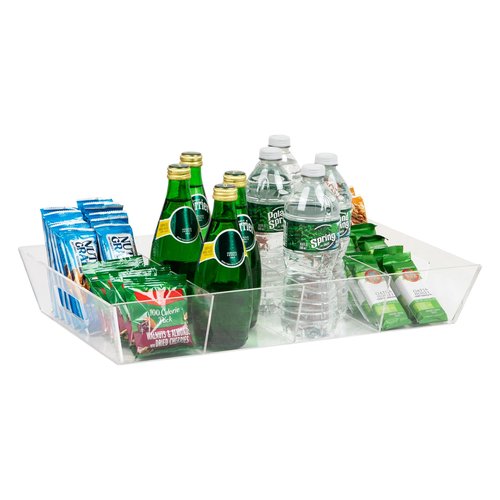 Mind Reader Snack Tray, Countertop Organizer, Snack Tray, Pantry, Breakroom, Kitchen, 19.25" L x 11.3" W x 3.3" H, Clear