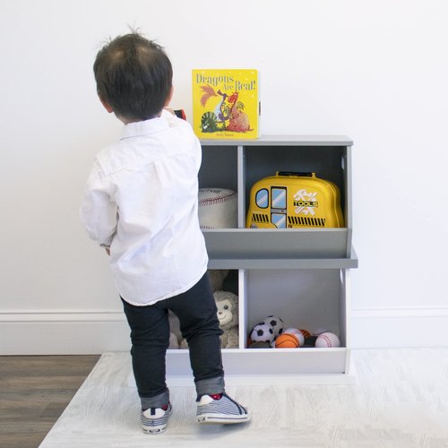 Humble Crew Wood Toy Storage Cubby and Kids Bookcase