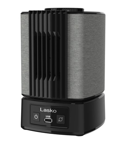Lasko SlumberBreeze 2-in-1 Small Table Fan and White Noise Machine for Better Sleep in the Bedroom and Focus in the Home Office, Black, SB100