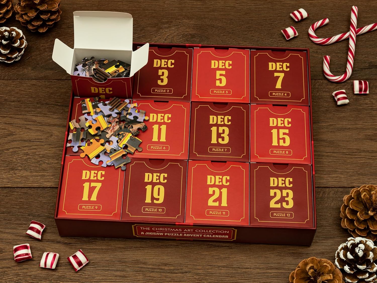 Unique Jigsaw Puzzle Advent Calendar 2025 - 12 Festive 100-Piece Puzzles for Family Fun
