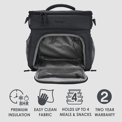 Bentgo Prep Deluxe Insulated Multimeal Bag - Lunch Box Bag, Holds 5 Meals, Premium Insulation up to 8 Hrs, Durable, Water-Resistant - Large Capacity For Adult Meal Prep (Dark Gray)