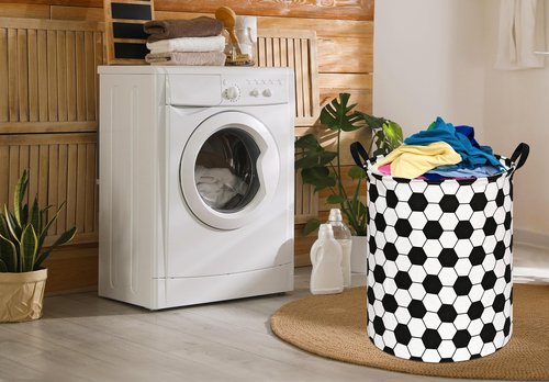 ACMUUNI 19.7 Inch Round Football Laundry Clothes Hamper Laundry Basket with Handles,Storage Organizer Bins Laundry Gift Basket for Room, Bedroom Decor (Football)