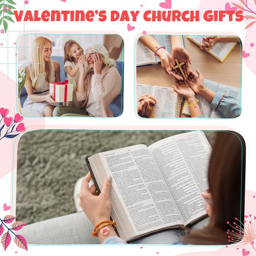 Landical 24 Pcs Jesus Loves Me Bracelet Gifts Christian Easter Party Favors Handmade Adjustable Bracelets for Women Girls Mother