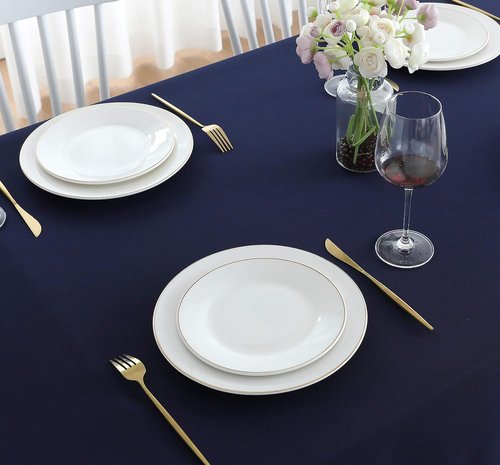 FOLINS&HOME Navy Blue Square Tablecloth - Wrinkle-Free, Waterproof Polyester | Heavy-Duty, Washable 54 x 54 Inch