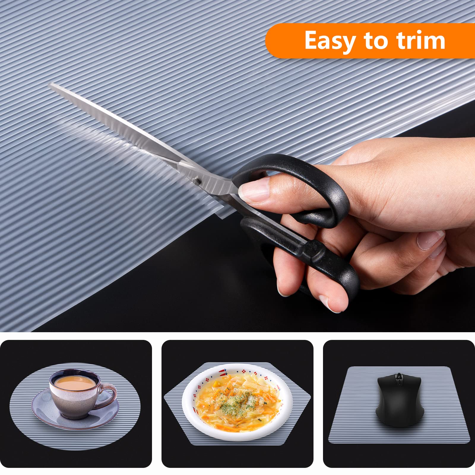 Shelf Liners for Kitchen Cabinets Non Adhesive Drawer Liner EVA Material Cupboard Mat Refrigerator Mats Washable Fridge Liner for Cabinet, Storage and Desks 23.6 x 393.7 Inches Black