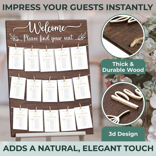 STOFINITY Wedding Seating Chart Board Display For Reception - Rustic Seating Chart For Wedding Reception Display, Find Your Seat Sign Board Decor Ideas