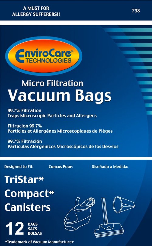 EnviroCare Replacement Micro Filtration Vacuum Cleaner Dust Bags made to fit TriStar Canisters 12 pack