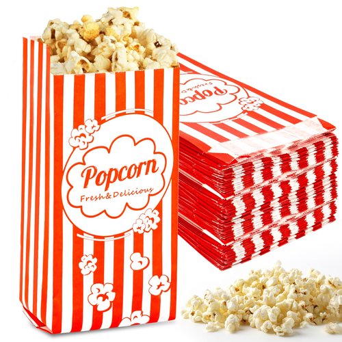 MAQIHAN 140 Popcorn Bags 1oz - Small Disposable Paper Bags for Popcorn, Popped Kernels Mini Containers, Movie Night Supplies for Halloween, Christmas, Carnival Games Party, Popcorn Machine Accessories