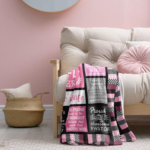 QOJUYO Pastor Wife Appreciation Gifts Blanket 60"x50", Pastor's Wife Christmas/Birthday/Appreciation Day Gifts