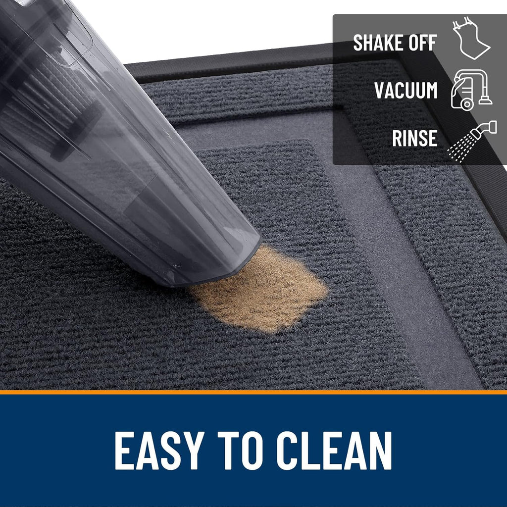 OLANLY Waterproof Front Door Mat - All-Season Indoor/Outdoor Doormat, Sturdy Natural Rubber, 29.5x17, Light Grey