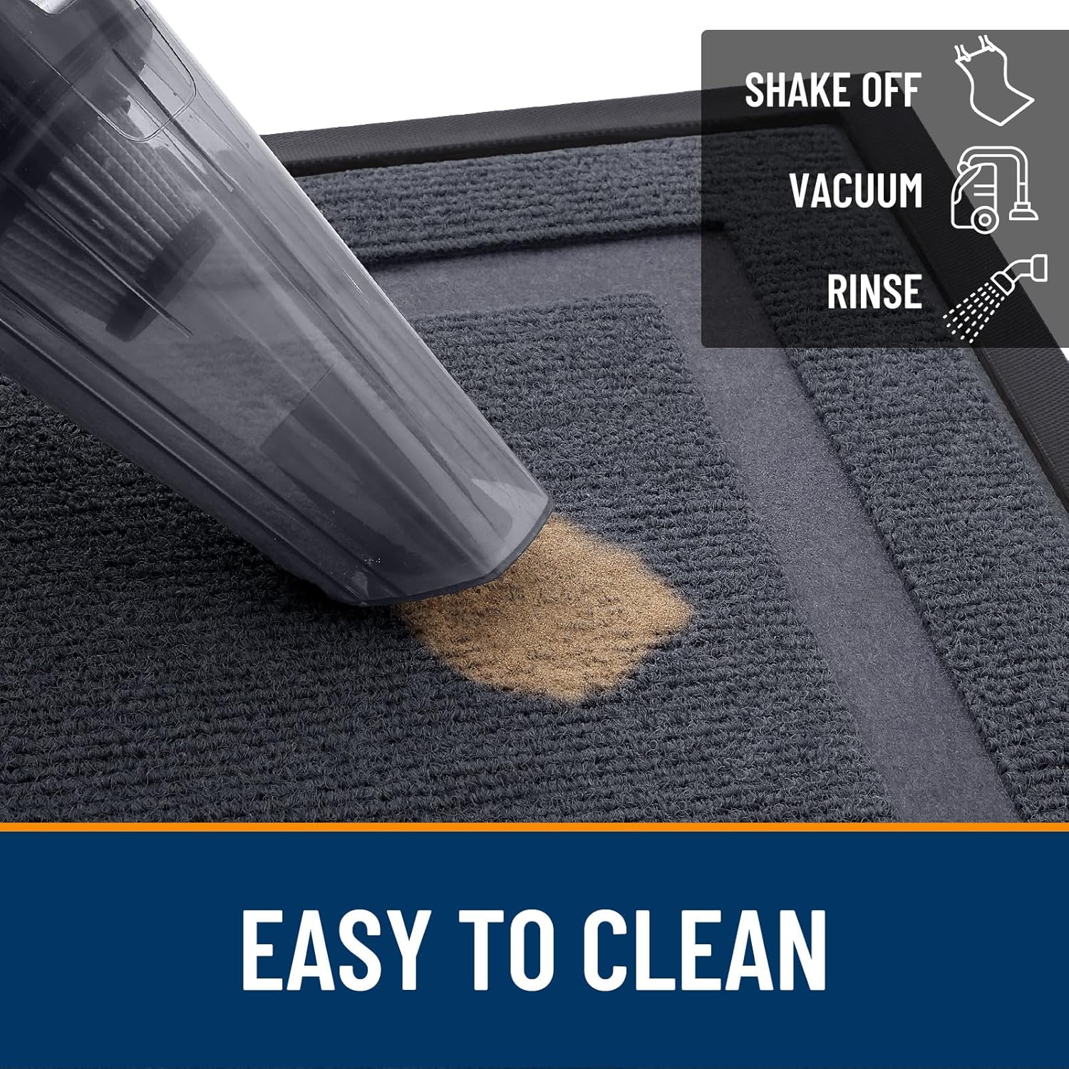 OLANLY Waterproof Front Door Mat - All-Season Indoor/Outdoor Doormat, Sturdy Natural Rubber, 29.5x17, Light Grey