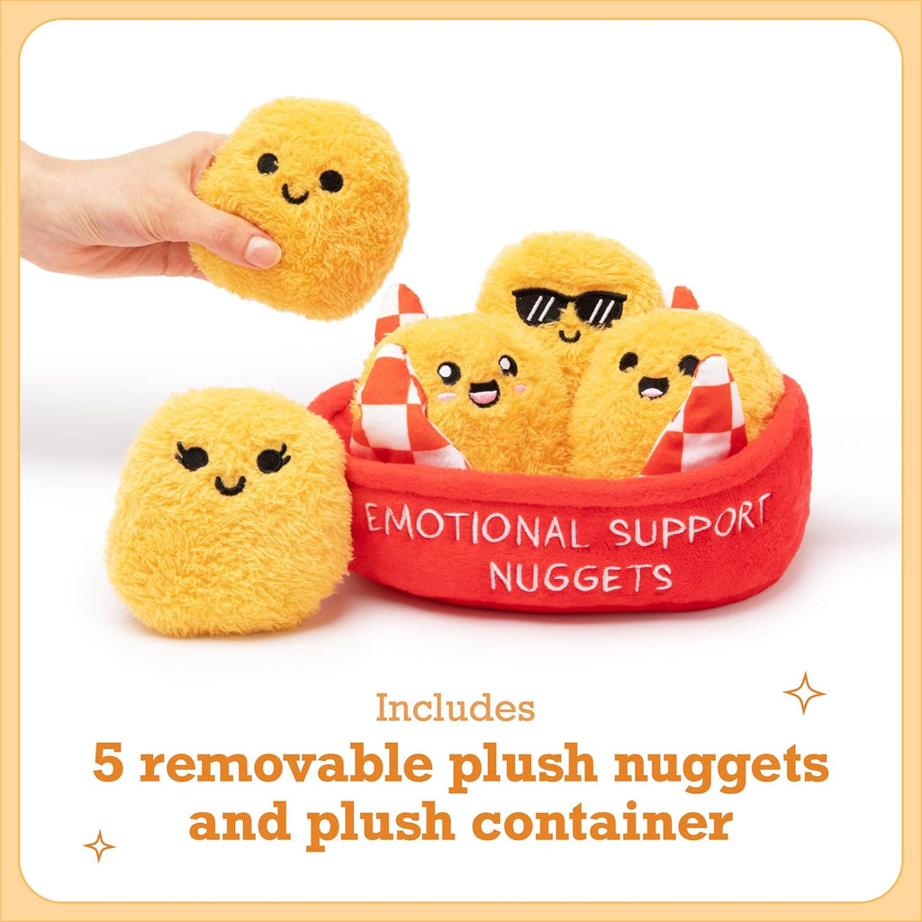 Relatable Emotional Support Chicken Nuggets - Cuddly Plush Toys Set with 5 Squishy Plushies & Basket