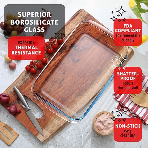 Nestl 8pc Glass Baking Dishes Set - Leakproof Casserole Containers with Lids | Oven & Microwave Safe, 9x13 Black