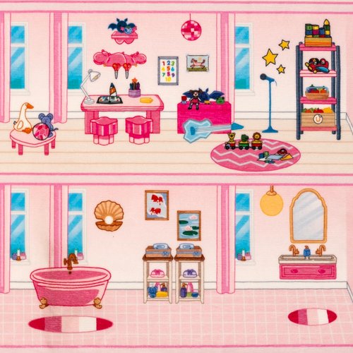 Rug&Play 4x6 Ultra Soft Pink Dollhouse Play Rug for Girls Room – Washable Non-Slip Area Rugs for Kid Bedroom & Kids Playroom Decor – Pink Princess Carpet for Girl & Toddler