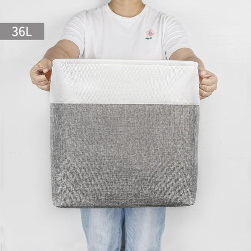 Bagnizer 13x13 Cube Storage Bins - Collapsible Fabric Boxes | 4-Pack Grey & White Organizers for Home & Office