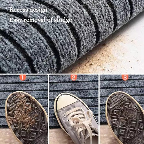 WLWLEO 3' X 20' Commercial Grade Door Mat Brush Step Entrance Floor Mat Indoor Outdoor Non Slip Mats for Hotel Office Restaurant Mall Hallway Staircase Welcome Mats,Gray/Grey,0.9×6M