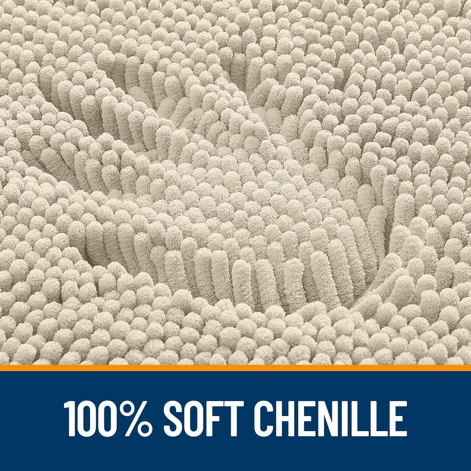 OLANLY Bath Rugs - Extra Soft Chenille with Rubber Backing | Quick Dry, Machine Washable, 30x20, Sand