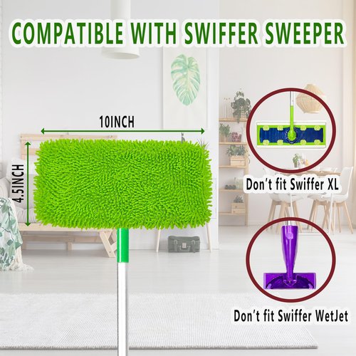 Reusable Microfiber Mop Pads for Swiffer Sweeper - Wet & Dry Cleaning Cloths - Mop Head Replacement Washable Refills for Household Floors