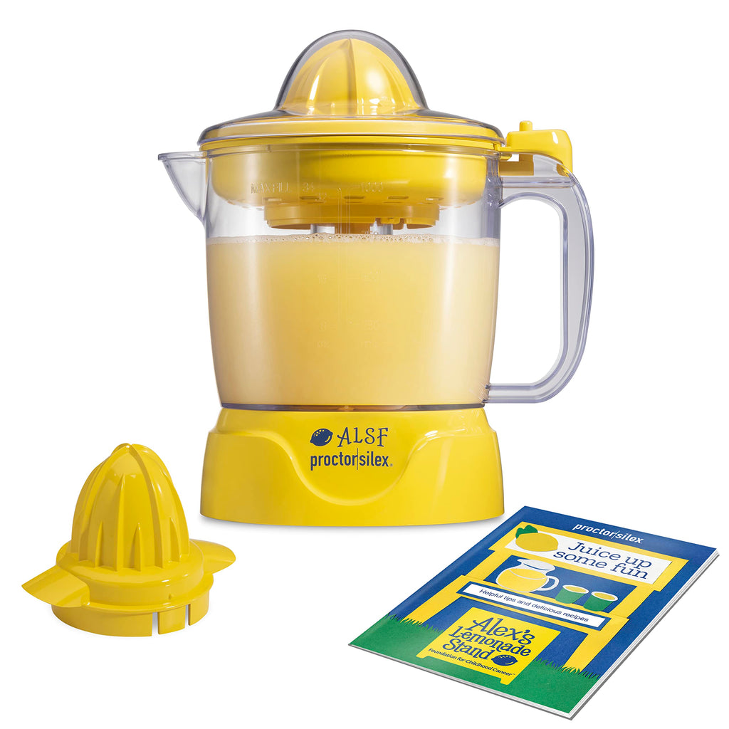 Proctor Silex Alex's Lemonade Stand Electric Citrus Juicer Machine and Squeezer, for Lemons, Limes and Oranges, 34 oz, Yellow (66331)