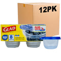 Glad GladWare Mini Round Food Storage Containers with Lids, Small BPA Free Reusable Plastic Snack Containers with Lock Tight Seal for Lunch, Portion Control, and On the Go, 4 Oz, 8 Count - 12 Pack