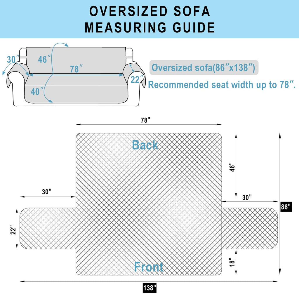 Luxshare Home Reversible Oversized Sofa Covers Couch Cover Furniture Protector for Dogs Elastic Straps Water Resistant(XLSofa Chocolate/Taupe)
