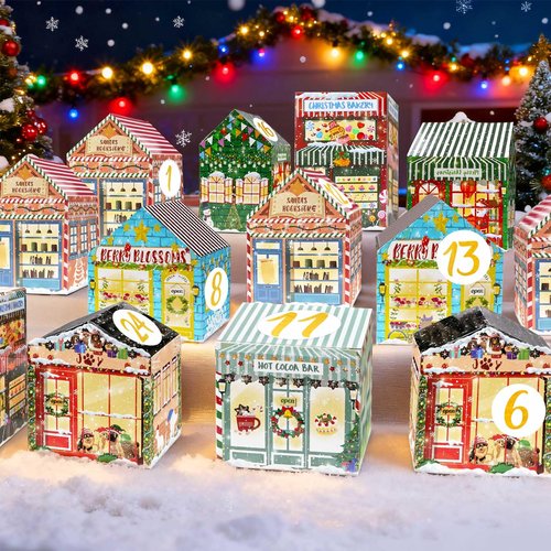 FALIZIFU Empty Advent Calendars to Fill, DIY Christmas Store Themed Fillable Advent Calendar Boxes 24 Days Christmas Countdown Calendar for Kids Adults 2025 Calendars Gift Boxes
