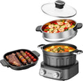 N74SNA Electric Multi-Cooker - 2.5 Quart PFOA-Free Nonstick Hot Pot & Grill Set for Versatile Cooking