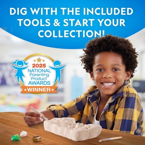 National Geographic Gemstone Dig Kit - Discover 10 Real Gemstones & Crystals | Fun Science Kit for Kids