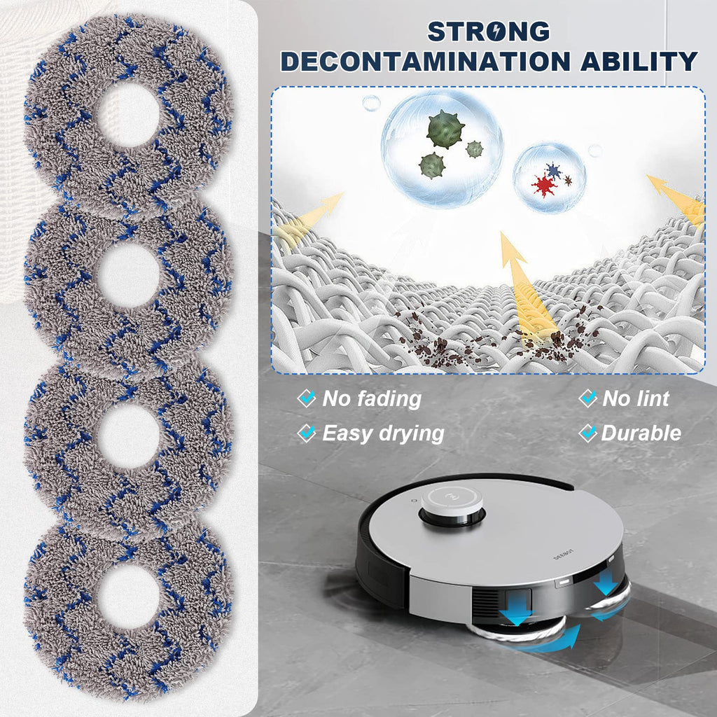 Replacement Parts for ECOVACS DEEBOT X1 OMNI Turbo T10 T20 Omni T20/T20 Max/T20 Pro Robot Vacuum Cleaner - Spare Accessories Kit Include 1 Main Brush 4 Side Brushes 4 Filter 4 Mop Pads 2 Dust bag