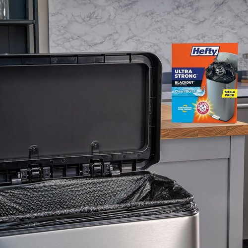 Hefty Ultra Strong Trash Bags - 13 Gallon Black Kitchen Bags with Break Resistant Drawstring | 110 Count