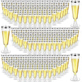 Gerrii 300 Pcs Plastic Champagne Flutes Bulk, 4.5 oz Clear Disposable Champagne Flutes, Rimmed Toasting Glasses for Wedding Birthday Anniversary Celebration Party Wine(Silver Rim)