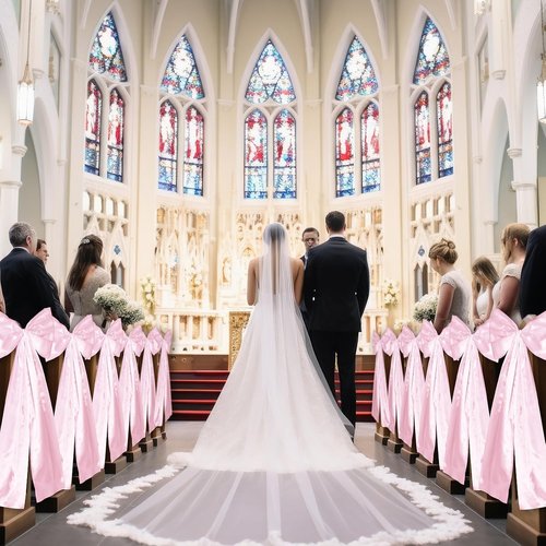 Knitgrip Large Wedding Pew Bows - Elegant Satin Ribbon Aisle Decorations | Pink, 12 Pcs, 12 x 29.5 Inch