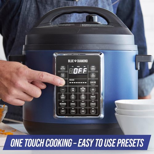 Blue Diamond | 16-in-1 Electric Pressure Cooker - Nonstick, Programmable, 6QT, PFAS-Free, Blue